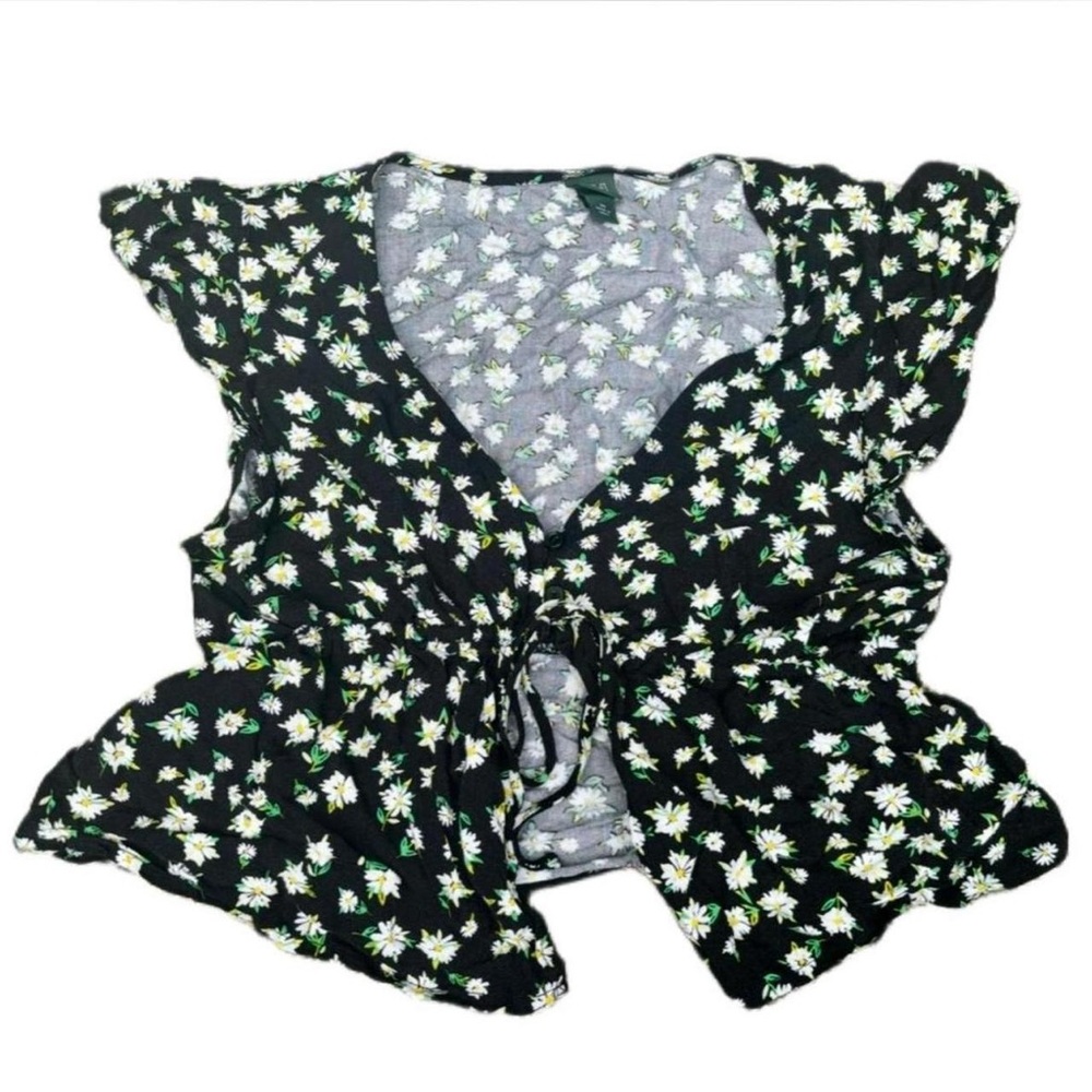 Wild Fable Black Floral Crop Top